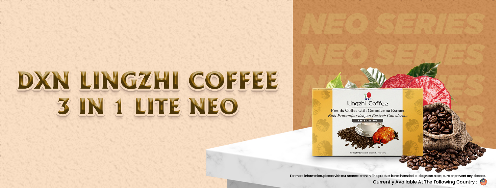 DXN Lingzhi Coffee 3 in 1 Lite Neo Banner