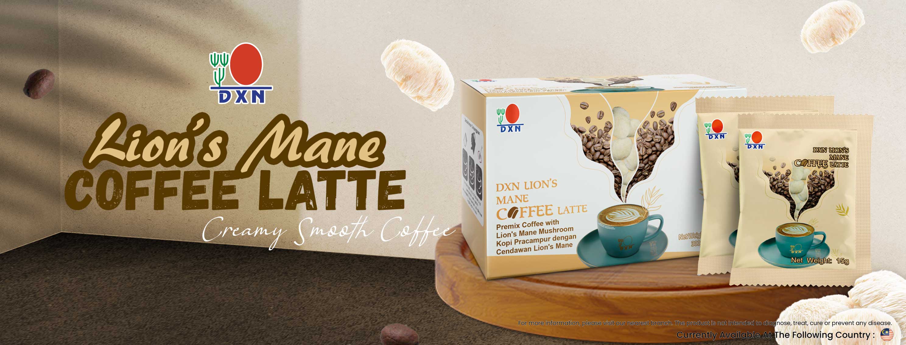 DXN Lion's Mane Coffee Latte Banner